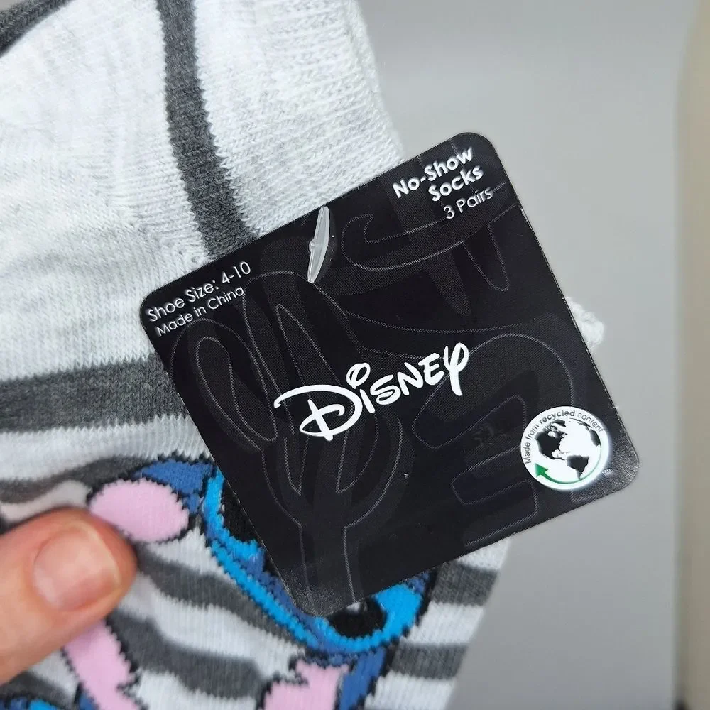 DISNEY STITCH No show SOCKS 3 PAIR BUNDLE PACK